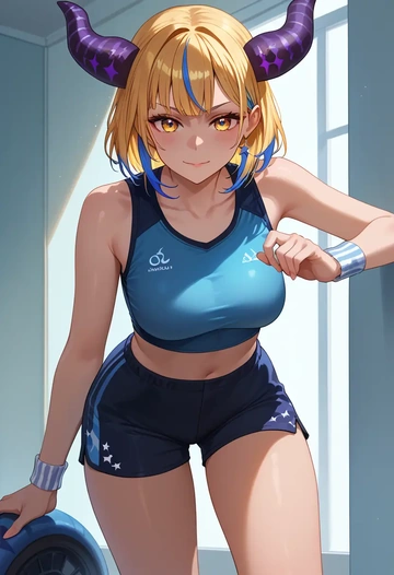 hololive,la+_darknesss,athletic,shorts,sexy  - AI generated anime art