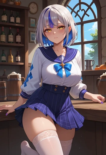 hololive,la+_darknesss,mini skirt,stockings  - AI generated anime art