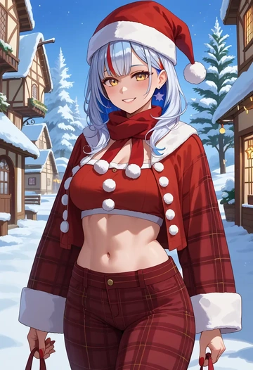 hololive,la+_darknesss,Christmas,plaid trousers  - AI generated anime art