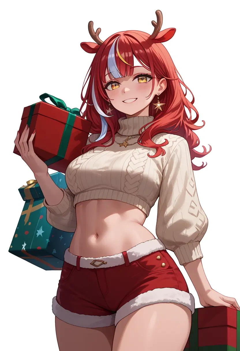 hololive,la+_darknesss,Christmas,red velvet shorts,turtleneck sweater  - 