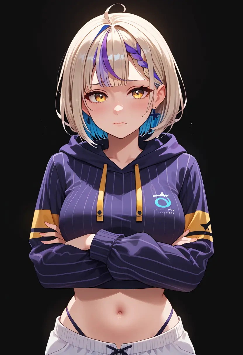 hololive,la+_darknesss,hoodie,cropped,high-waisted joggers  - 