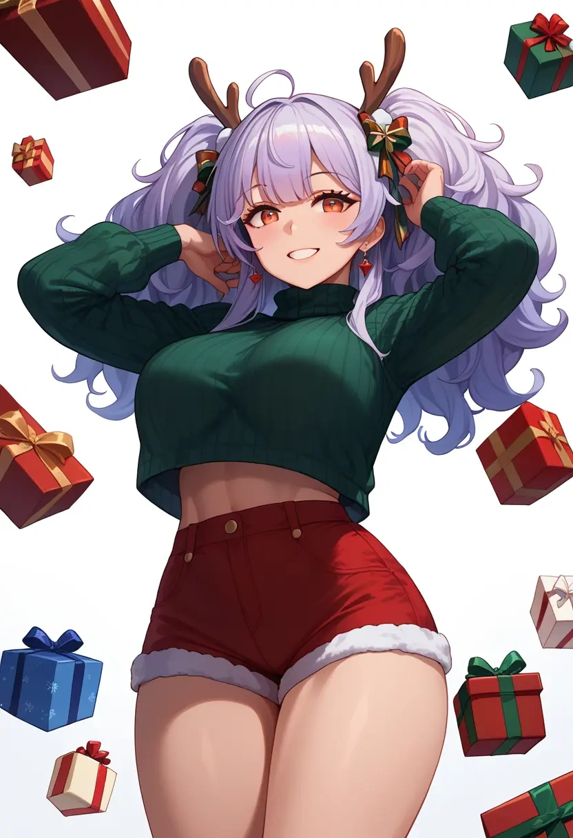 azur_lane,laffey_(azur_lane),Christmas,red velvet shorts,turtleneck sweater  - 