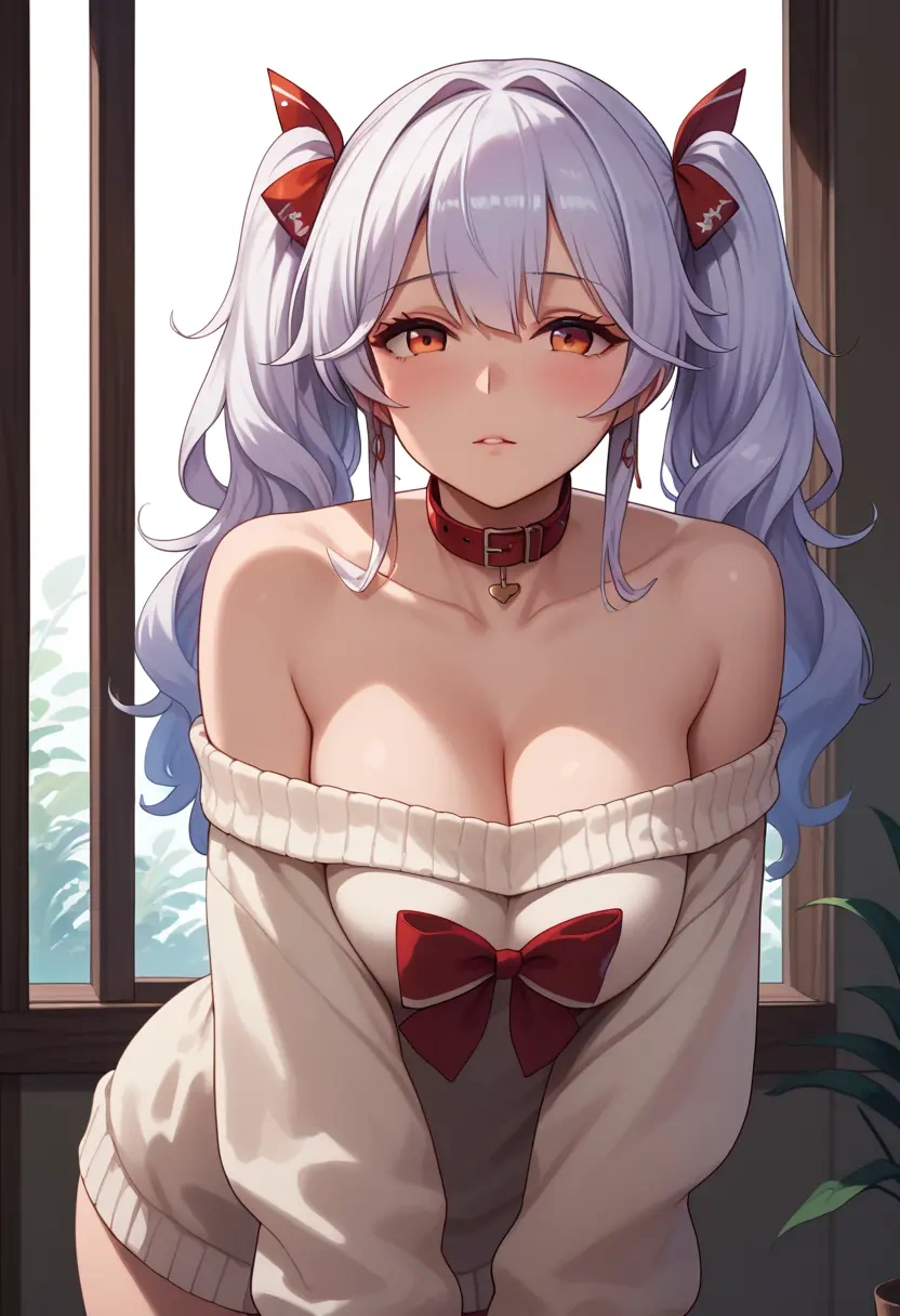 azur_lane,laffey_(azur_lane),sweater,off-shoulder,collar  - 