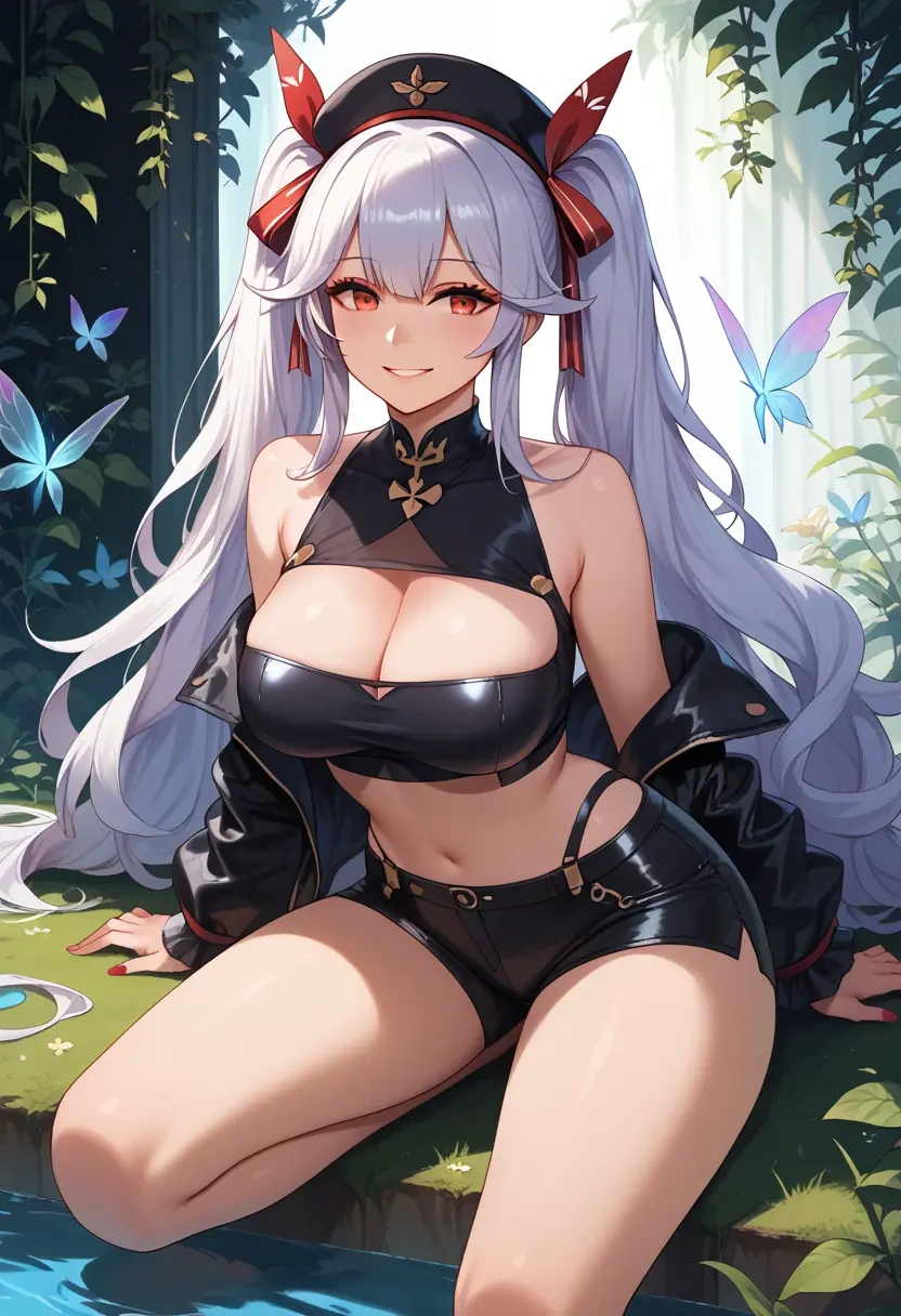 azur_lane,laffey_(azur_lane),leather,shorts,crop top  - 