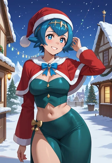 pokemon,lana_(pokemon),Christmas,dress  - AI generated anime art