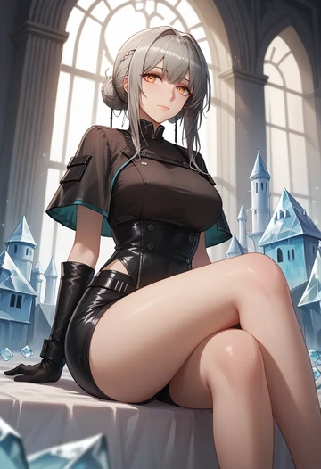 arknights,lappland_(arknights),leather,shorts  - AI generated anime art