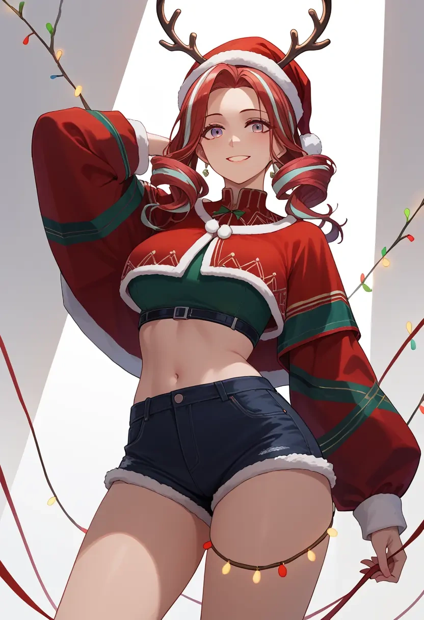 arknights,lappland_(arknights),Christmas,red velvet shorts  - 