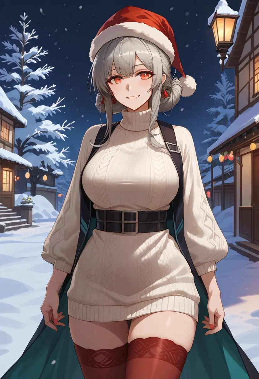 arknights,lappland_(arknights),Christmas,sweater dress,stockings  - 