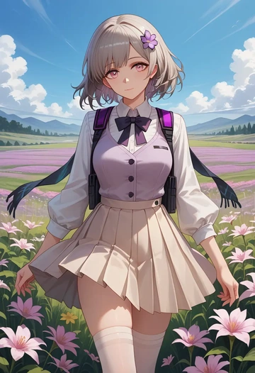 arknights,lappland_(arknights),spring,student uniform,vest  - AI generated anime art