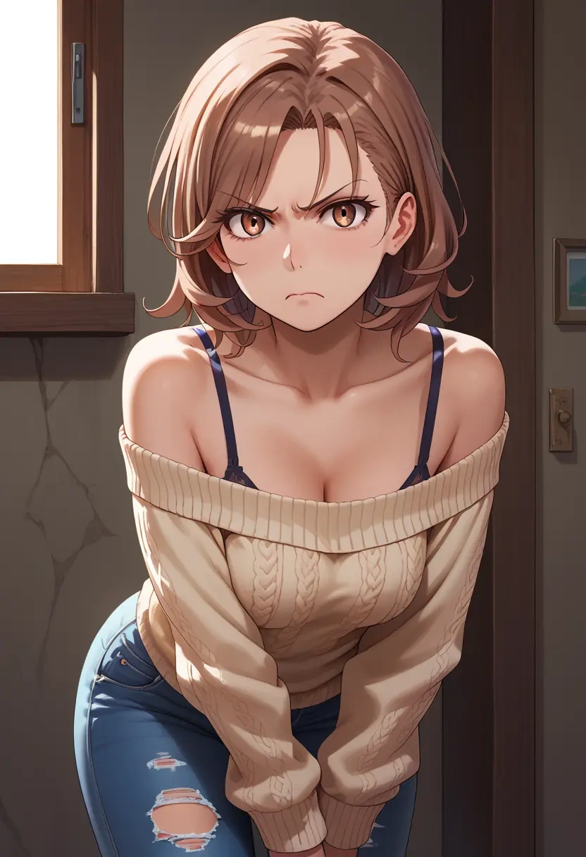 toaru_majutsu_no_index,last_order_(toaru_majutsu_no_index),sweater,off-shoulder,ripped jeans  - 