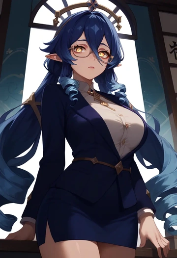 genshin impact,layla,OL, glasses,  - AI generated anime art