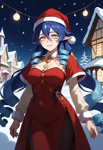 genshin impact,layla,Christmas,dress  - AI generated anime art