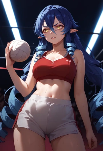 genshin impact,layla,volleyball uniform  - AI generated anime art