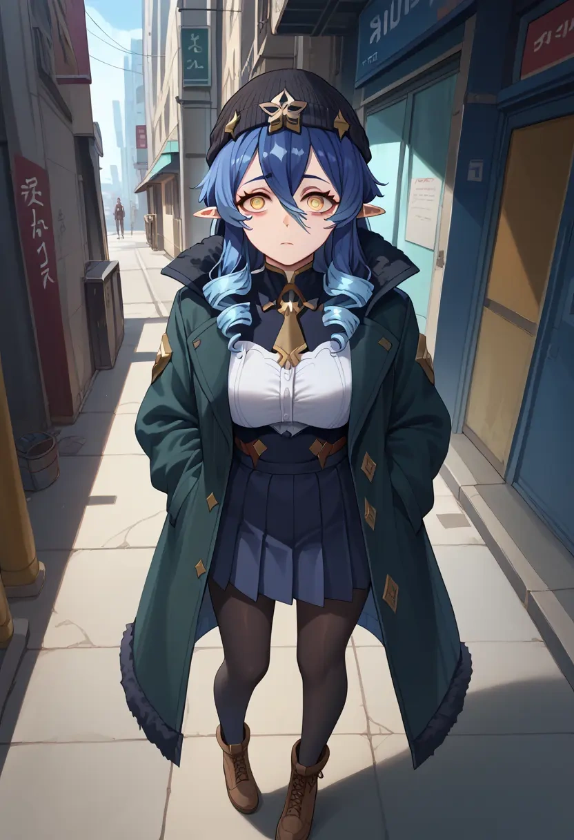 genshin impact,layla,winter,student uniform,duffle coat  - 