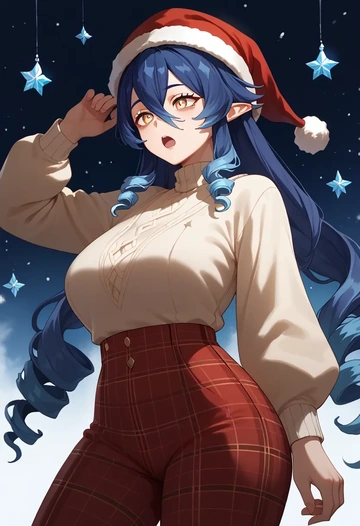 genshin impact,layla,Christmas  - AI generated anime art