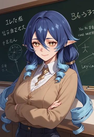 genshin impact,layla,teacher, sweater  - AI generated anime art