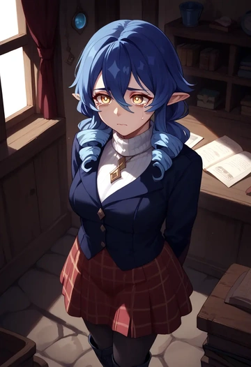 genshin impact,layla,winter,student uniform,fur-collared jacket  - AI generated anime art