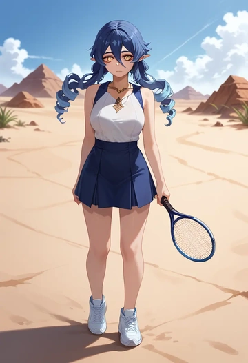 genshin impact,layla,tennis skirt  - AI generated anime art