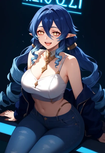 genshin impact,layla,crop top  - AI generated anime art