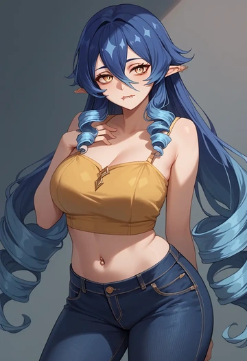 genshin impact,layla,crop top  - AI generated anime art