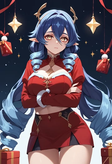 genshin impact,layla,Christmas,skirt  - AI generated anime art