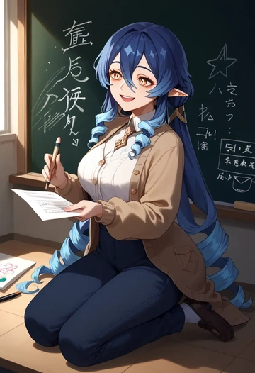 genshin impact,layla,teacher, sweater  - AI generated anime art