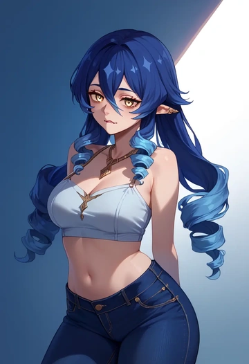 genshin impact,layla,crop top  - AI generated anime art