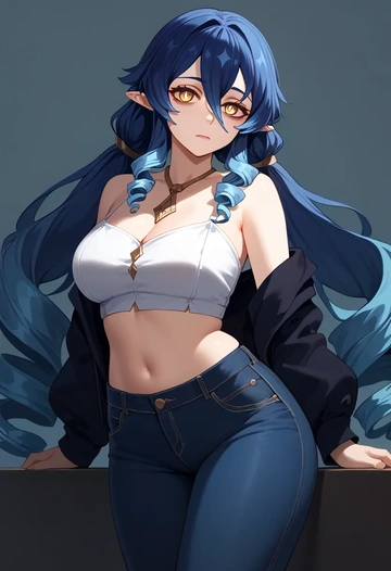 genshin impact,layla,crop top  - AI generated anime art