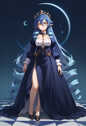 genshin impact,layla,gothic priestess gown,high slit,embroidered veil  - AI generated anime art