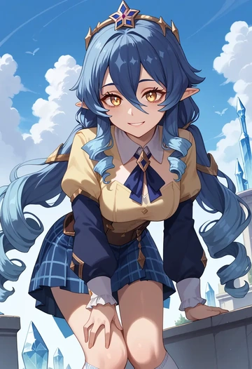 genshin impact,layla,spring,student uniform,blazer  - AI generated anime art