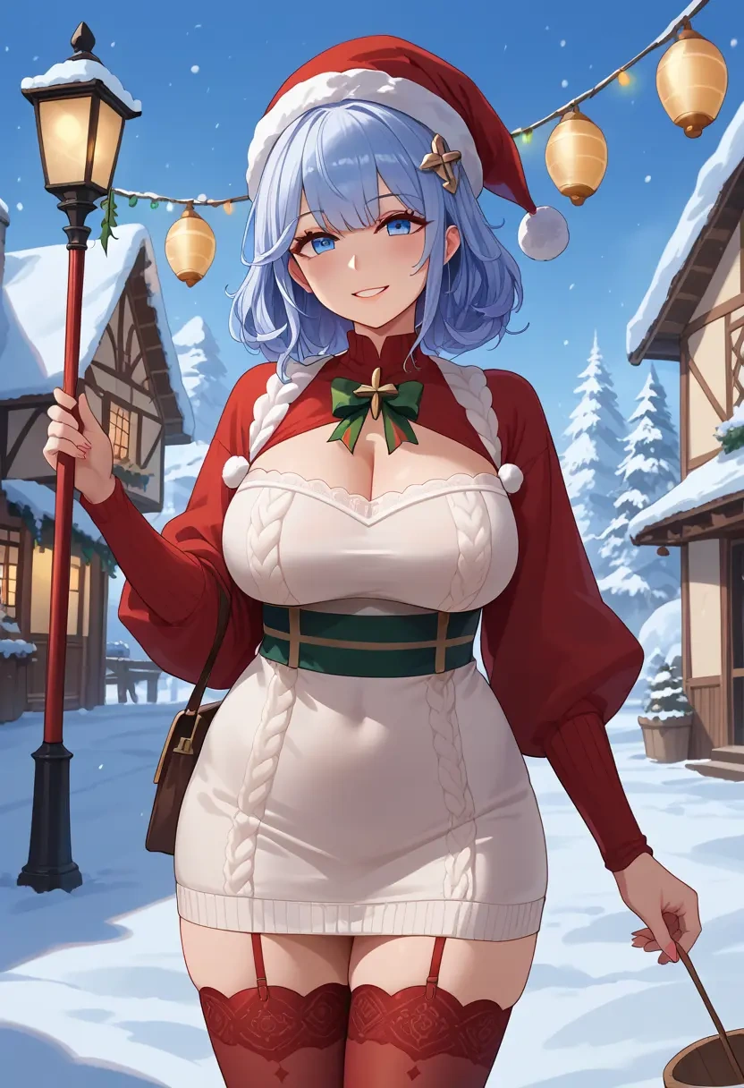 azur_lane,le_malin_(azur_lane),Christmas,sweater dress,stockings  - 