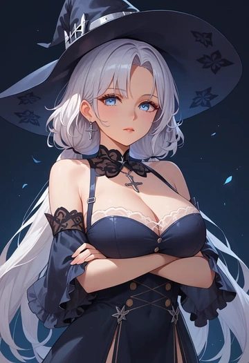 azur_lane,le_malin_(azur_lane),witch blouse,asymmetrical skirt,striped stockings  - AI generated anime art