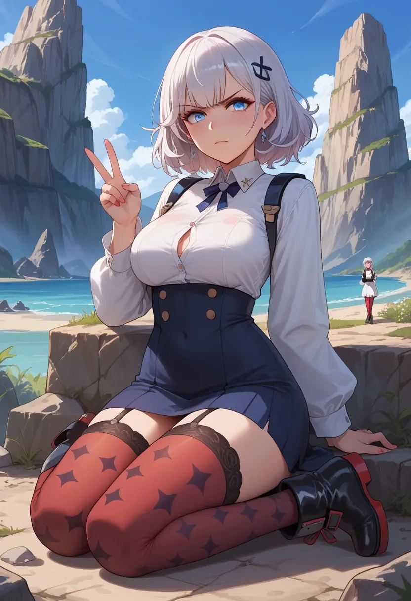 azur_lane,le_malin_(azur_lane),shirt dress,belted,stockings  - 