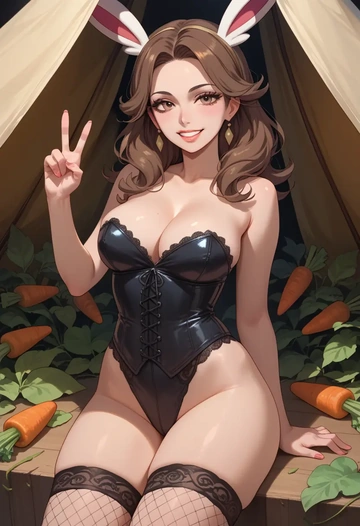 pokemon,leaf_(pokemon),bunny girl, sexy,stockings  - AI generated anime art