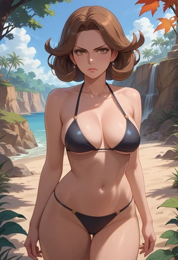 pokemon,leaf_(pokemon),black bikini  - AI generated anime art