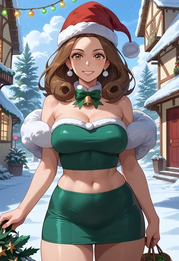 pokemon,leaf_(pokemon),Christmas,dress  - AI generated anime art