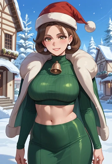 pokemon,leaf_(pokemon),Christmas,dress  - AI generated anime art