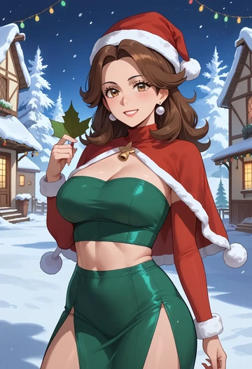 pokemon,leaf_(pokemon),Christmas,dress  - AI generated anime art