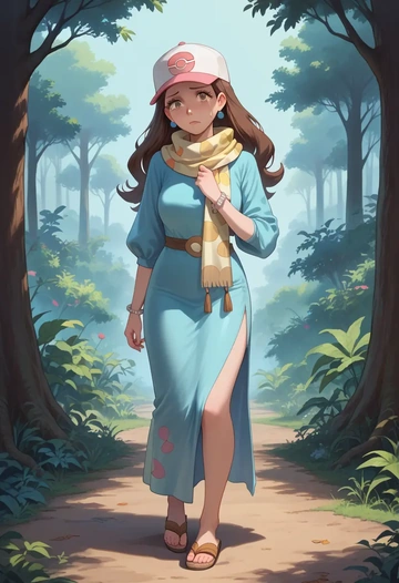 pokemon,leaf_(pokemon),spring,elegant woman,bodycon dress  - AI generated anime art