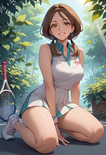 pokemon,leaf_(pokemon),tennis skirt  - AI generated anime art