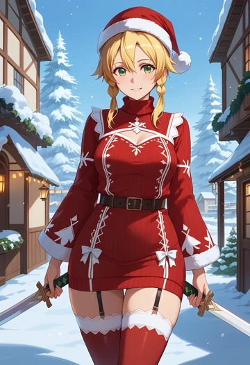 sword_art_online,leafa,sweater,stockings,Thigh garters  - AI generated anime art