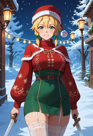 sword_art_online,leafa,sweater,stockings,Thigh garters  - AI generated anime art