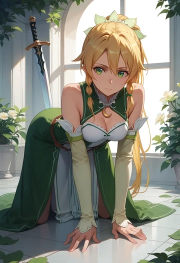 sword_art_online,leafa,gothic priestess gown,high slit,embroidered veil  - AI generated anime art