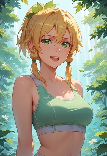 sword_art_online,leafa,sports bra,wide-leg joggers  - AI generated anime art