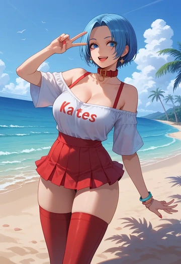 the_king_of_fighters,leona_heidern,collar,oversized,Thigh garters  - AI generated anime art