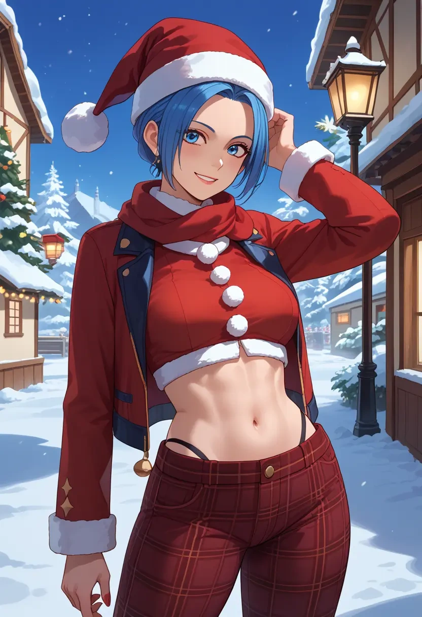 the_king_of_fighters,leona_heidern,Christmas,plaid trousers  - 