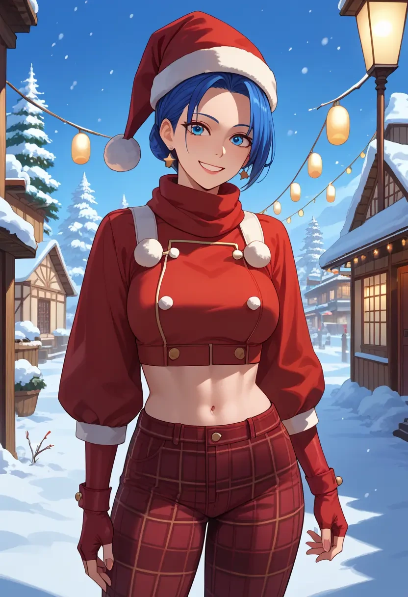 the_king_of_fighters,leona_heidern,Christmas,plaid trousers  - 