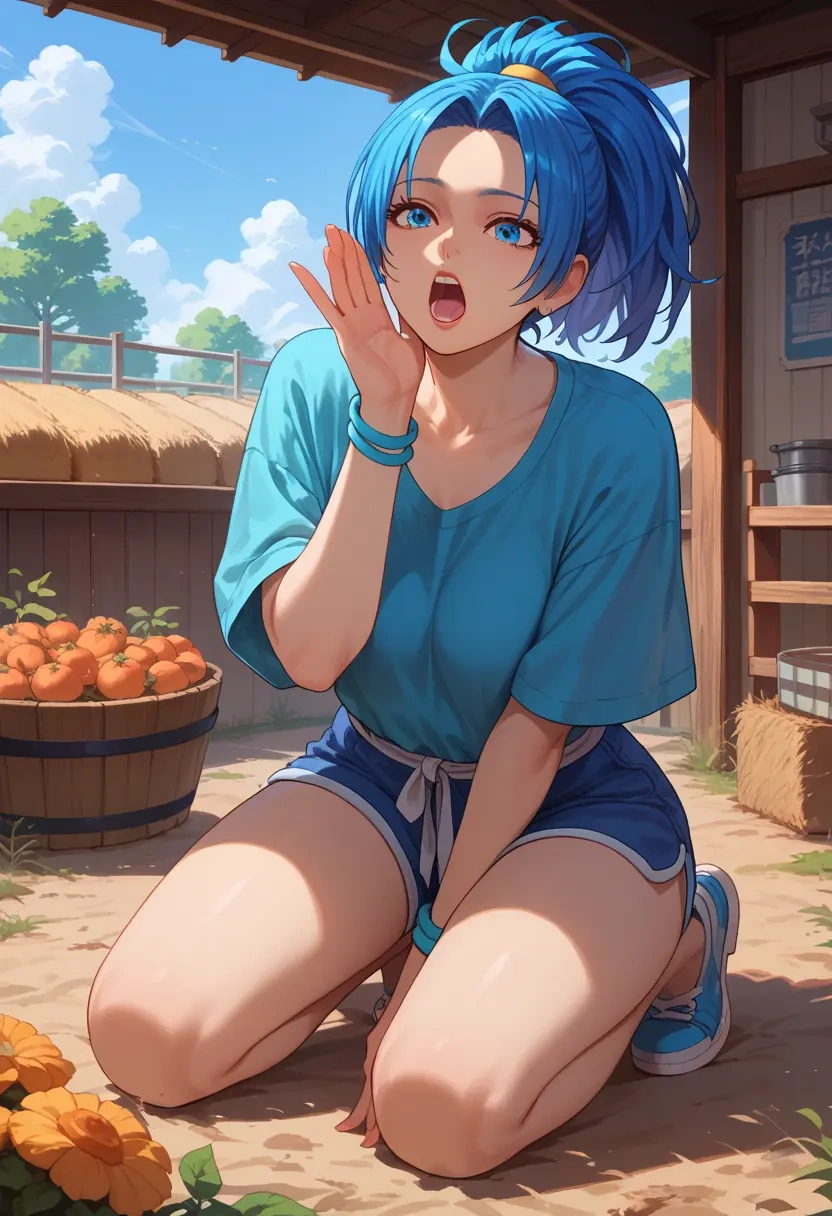 the_king_of_fighters,leona_heidern,tie-dye shirt,dolphin shorts  - 