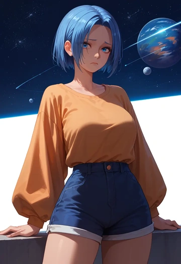 the_king_of_fighters,leona_heidern,graphic tee,shorts,sneakers  - AI generated anime art