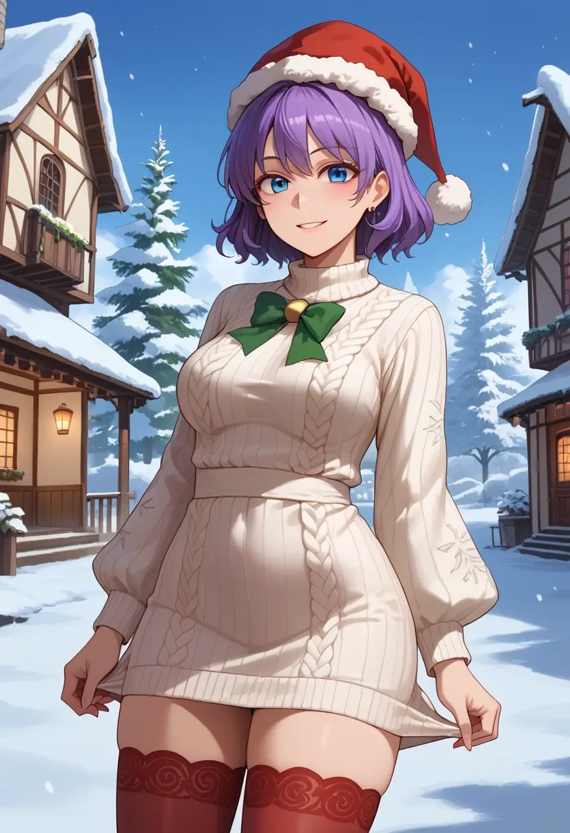 touhou,letty_whiterock,Christmas,sweater dress,stockings  - 